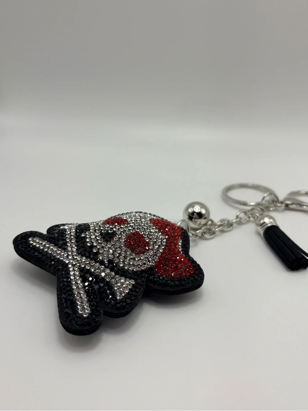 Crystal Skull & Crossbones Keychain Charm